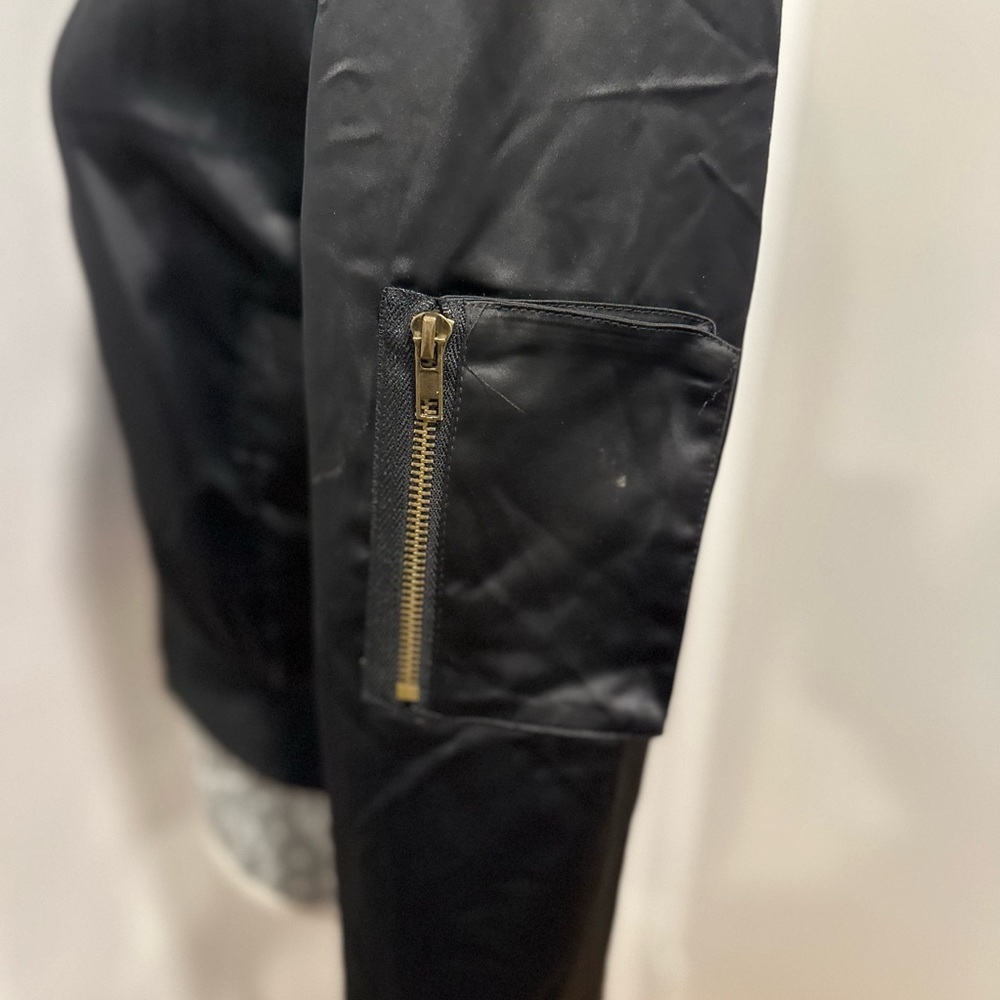 Women’s Seek Sz: S black satin bomber jacket corset-style lace-up back. - Picture 10 of 10
